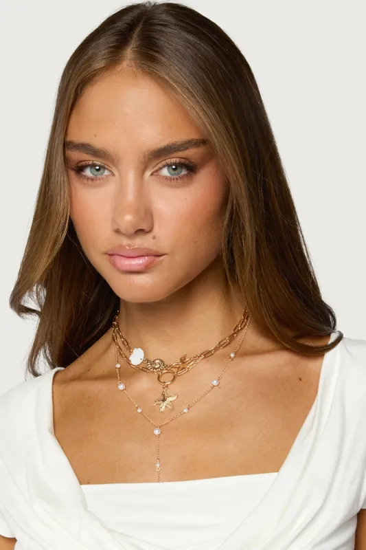 Pearly Coastal Necklace Set made by Edikted