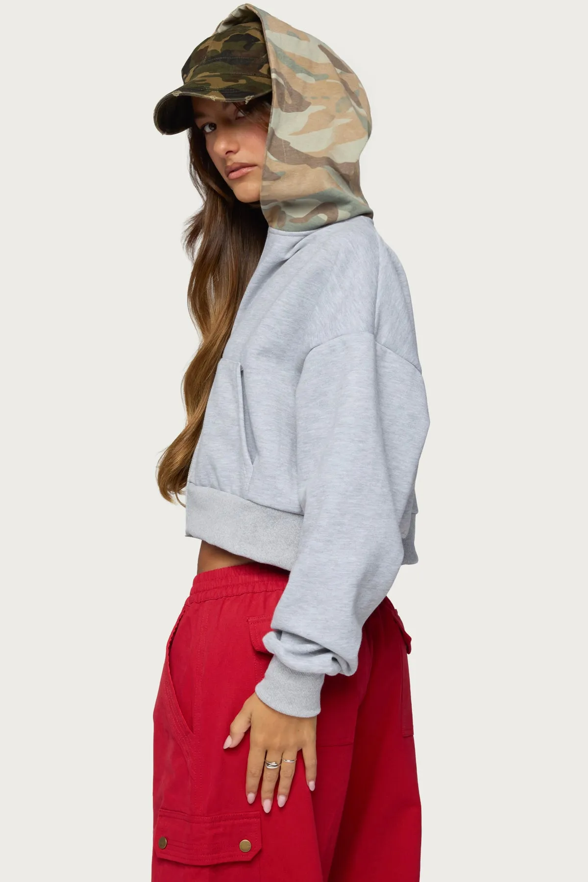 Graci Contrast Camo Zip Up Hoodie sold by Edikted product image thumbnail 4