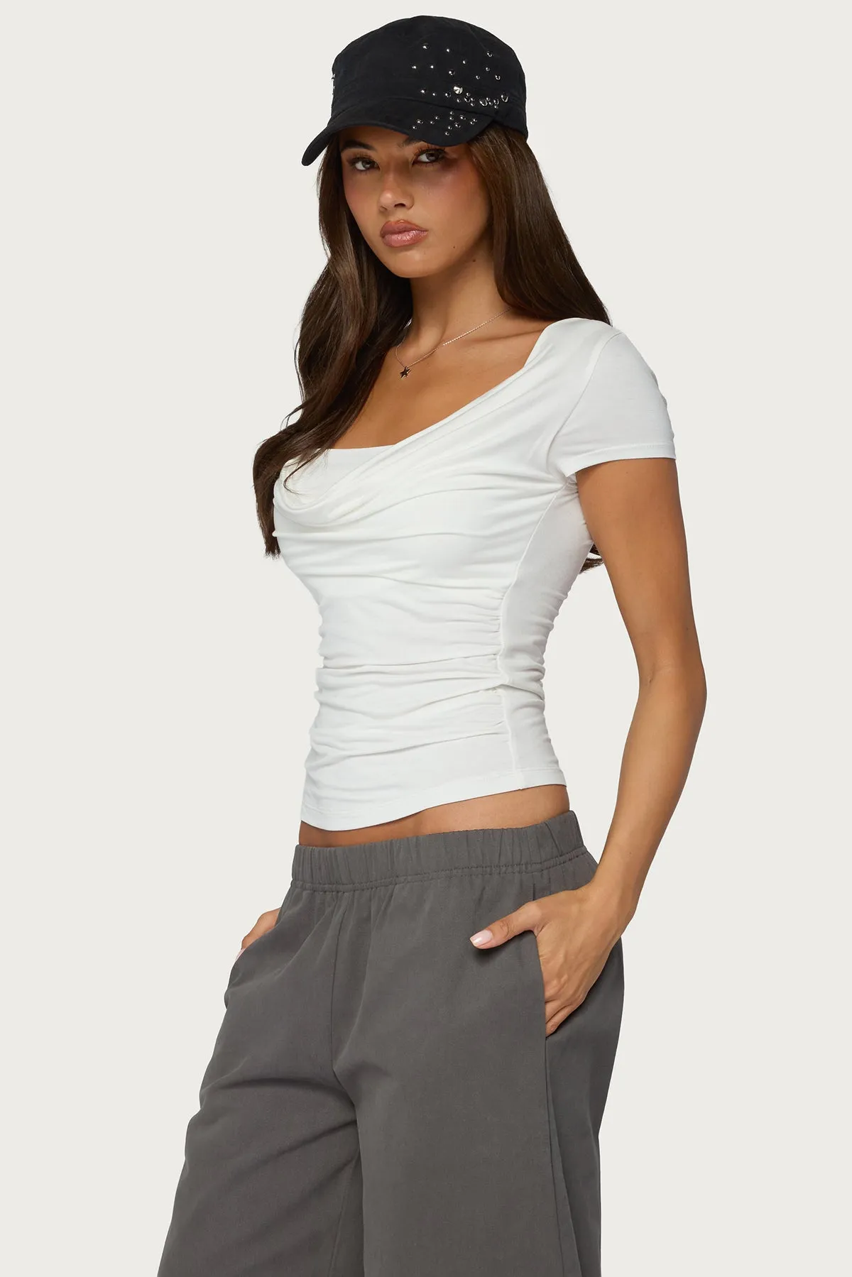 Yoya Layered Cowl Neck Top sold by Edikted product image thumbnail 3
