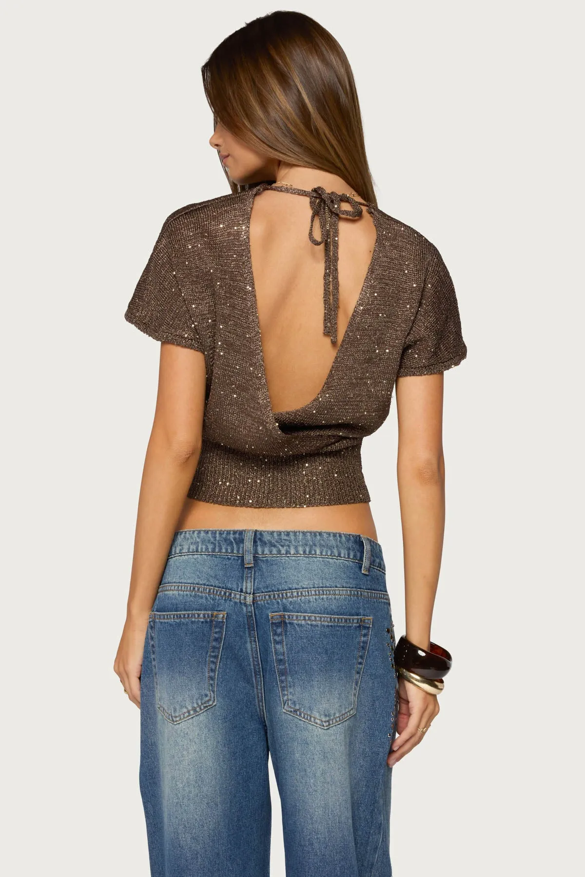 Shirah Backless Sequin Knit Top sold by Edikted product image thumbnail 5
