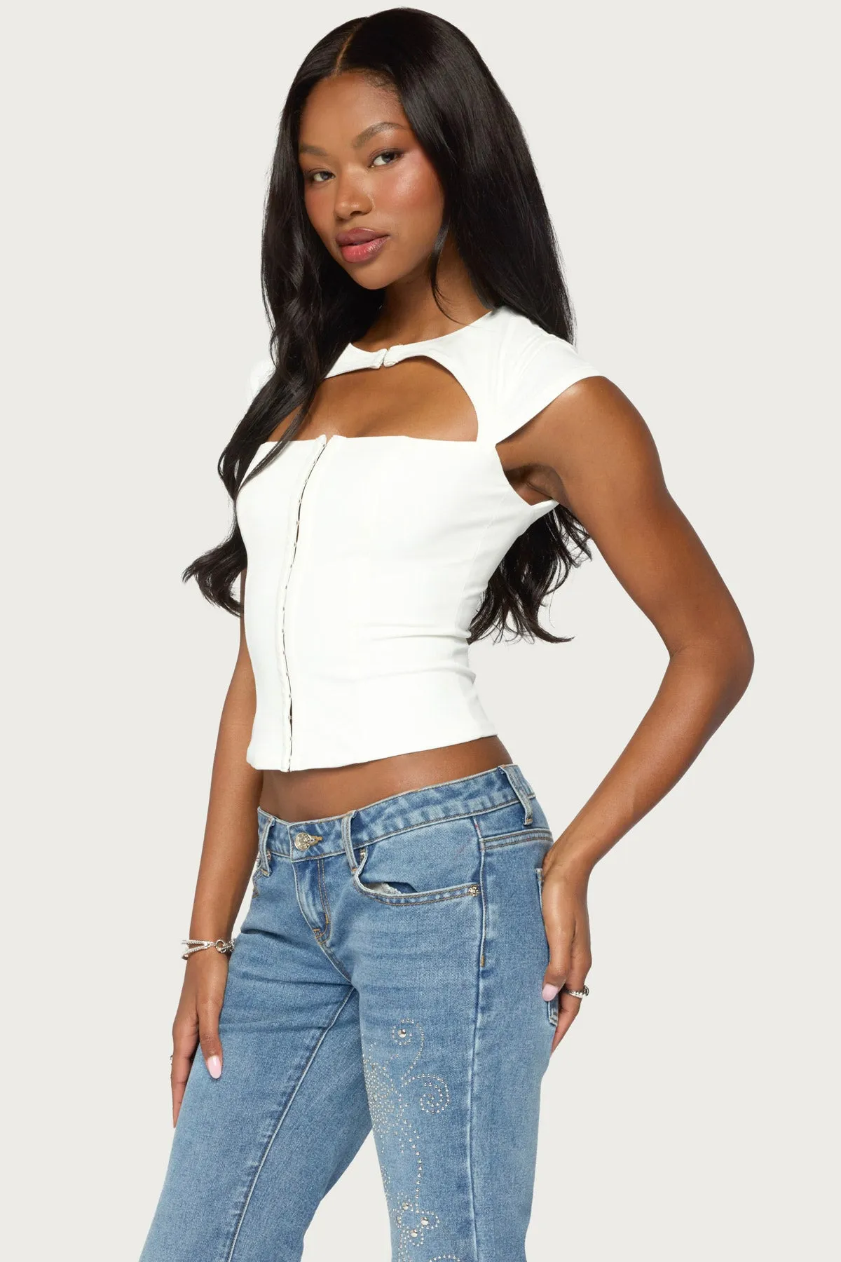 Dava Hook & Eye Cutout Corset sold by Edikted product image thumbnail 3