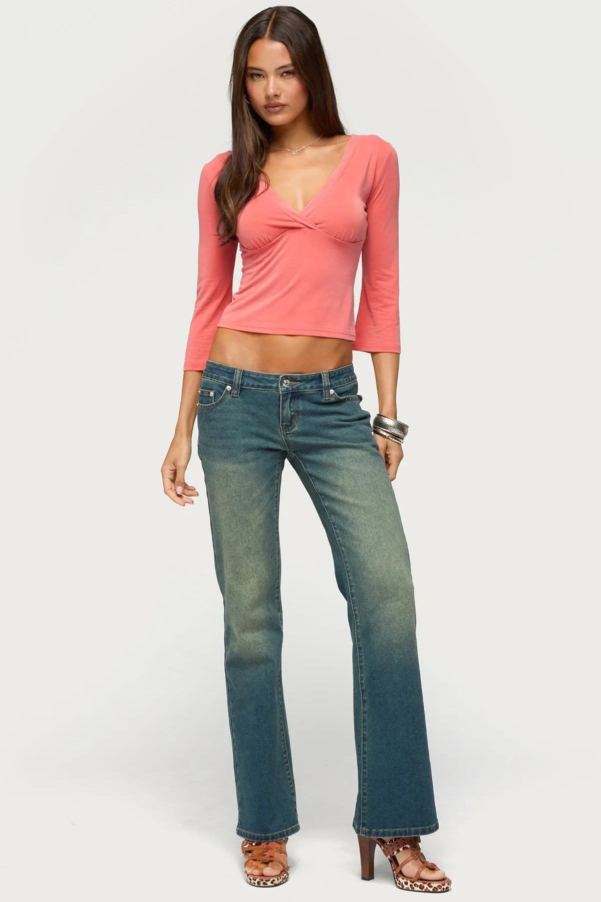 Mar V Neck Three-Quarter Sleeve Top sold by Edikted product image thumbnail 5