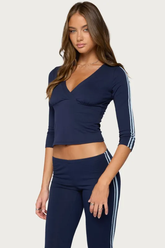 Danie Stripey Three-Quarter Sleeve Top made by Edikted