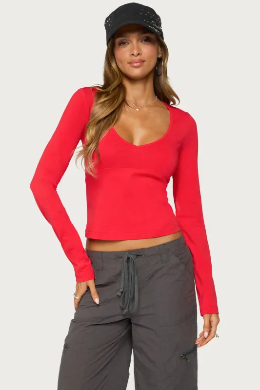 Feva V Neck Long Sleeve Top made by Edikted