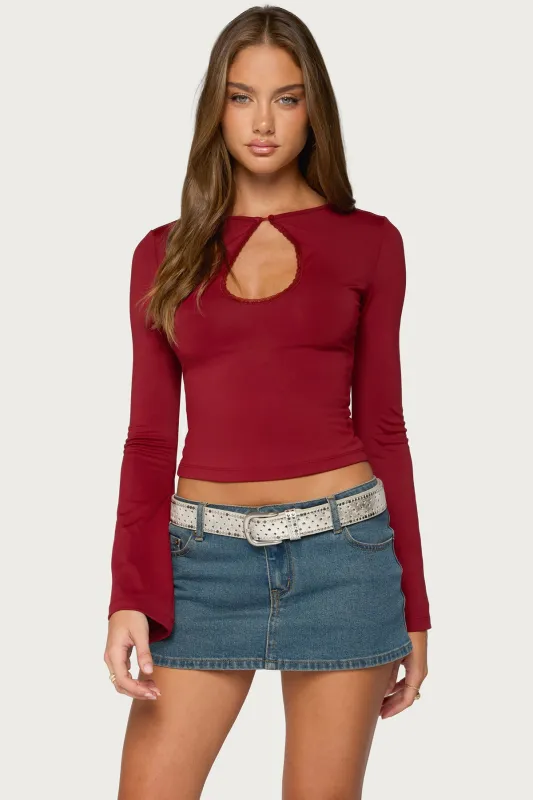 Dena Keyhole Flared Long Sleeve Top made by Edikted