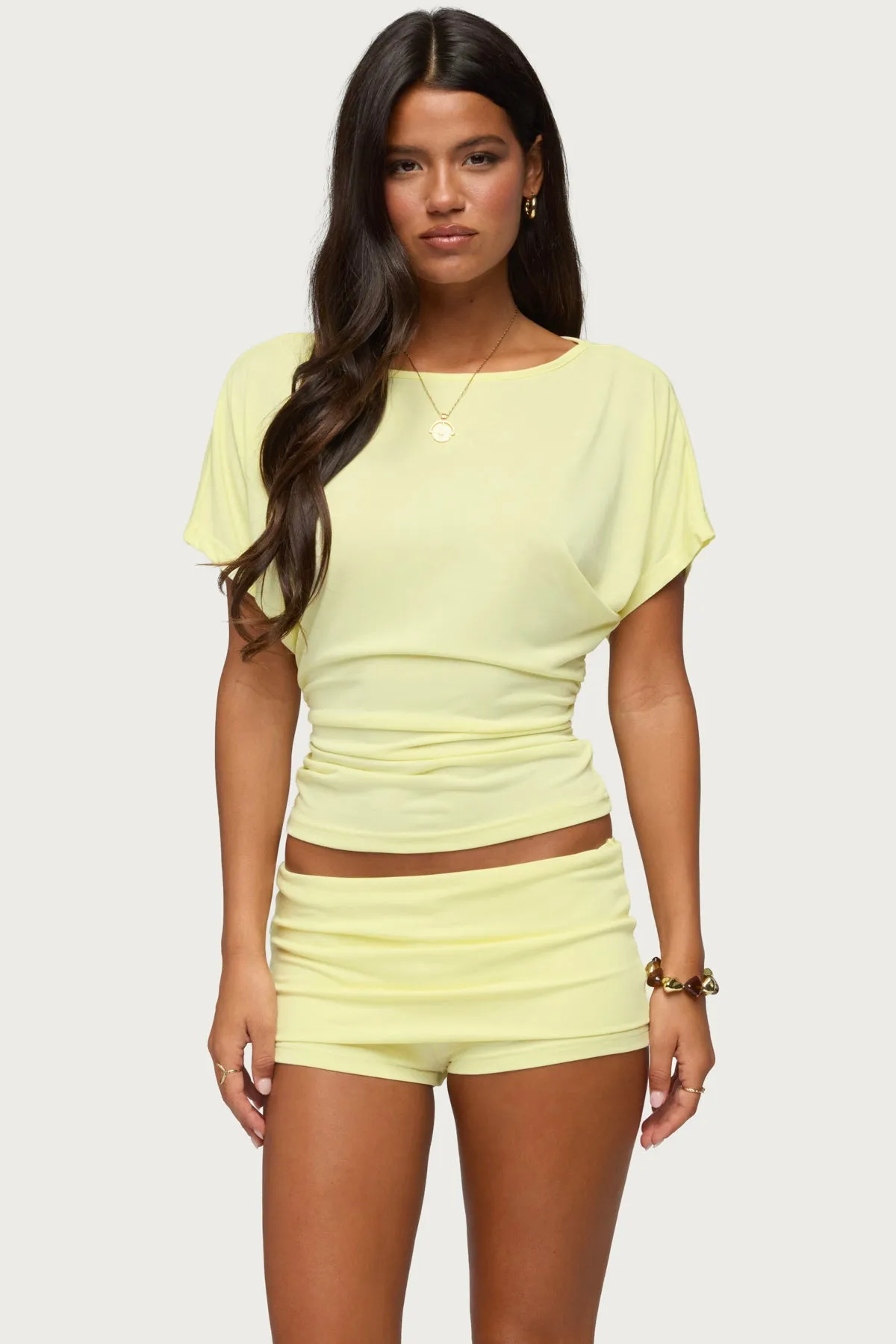 Maevie Ruched Waist Top sold by Edikted
