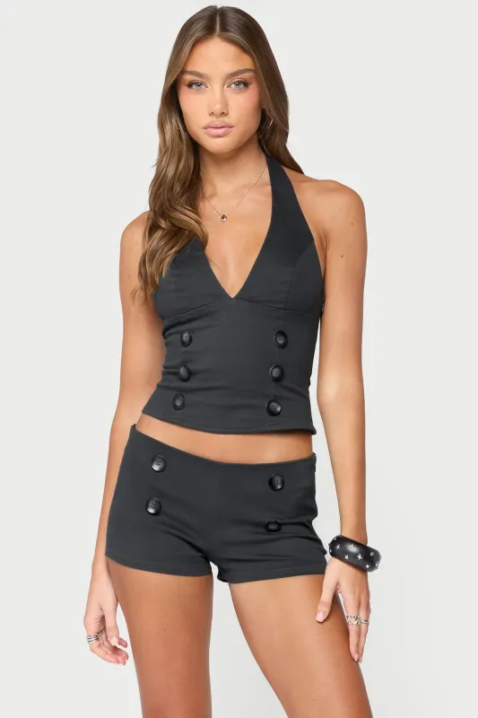 Leala Button Halter Top made by Edikted