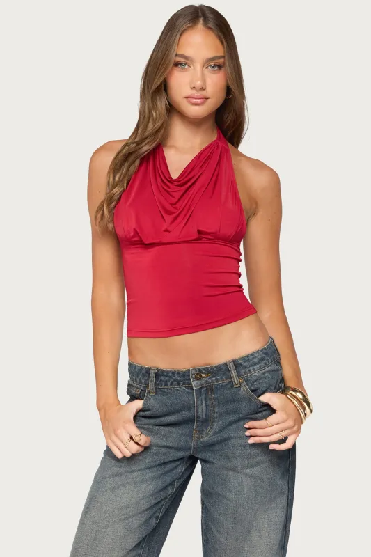 Jarla Backless Halter Top made by Edikted