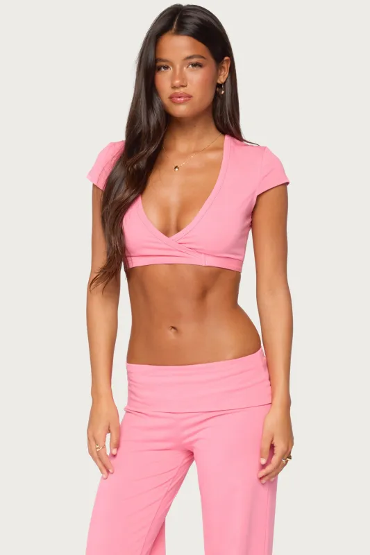 Laverne Wrap Crop Top made by Edikted