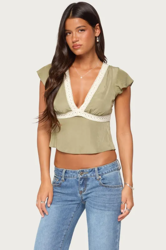 Kaela Lacey Flutter Sleeve Top made by Edikted
