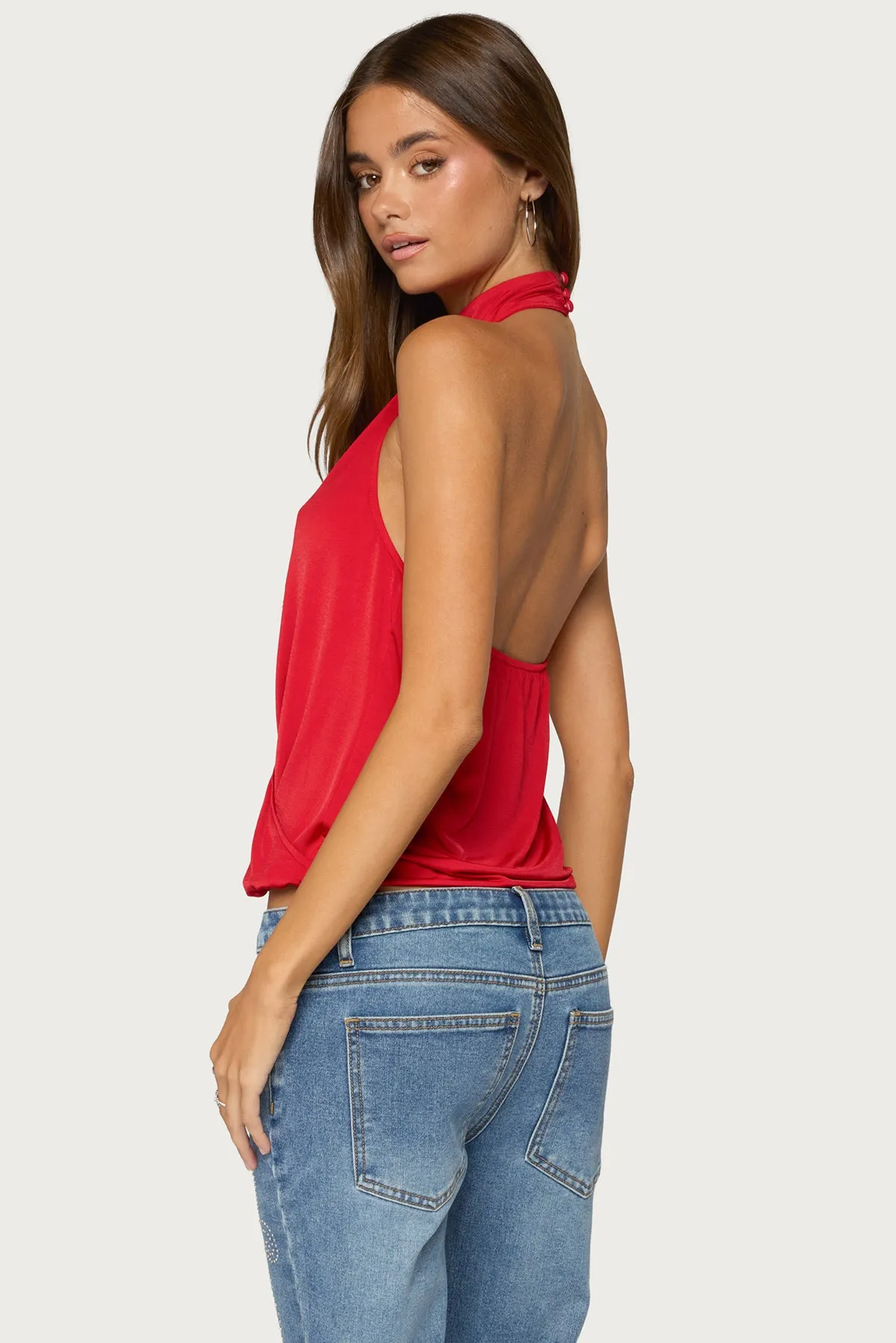 Lizah High Neck Cutout Wrap Top sold by Edikted product image thumbnail 3