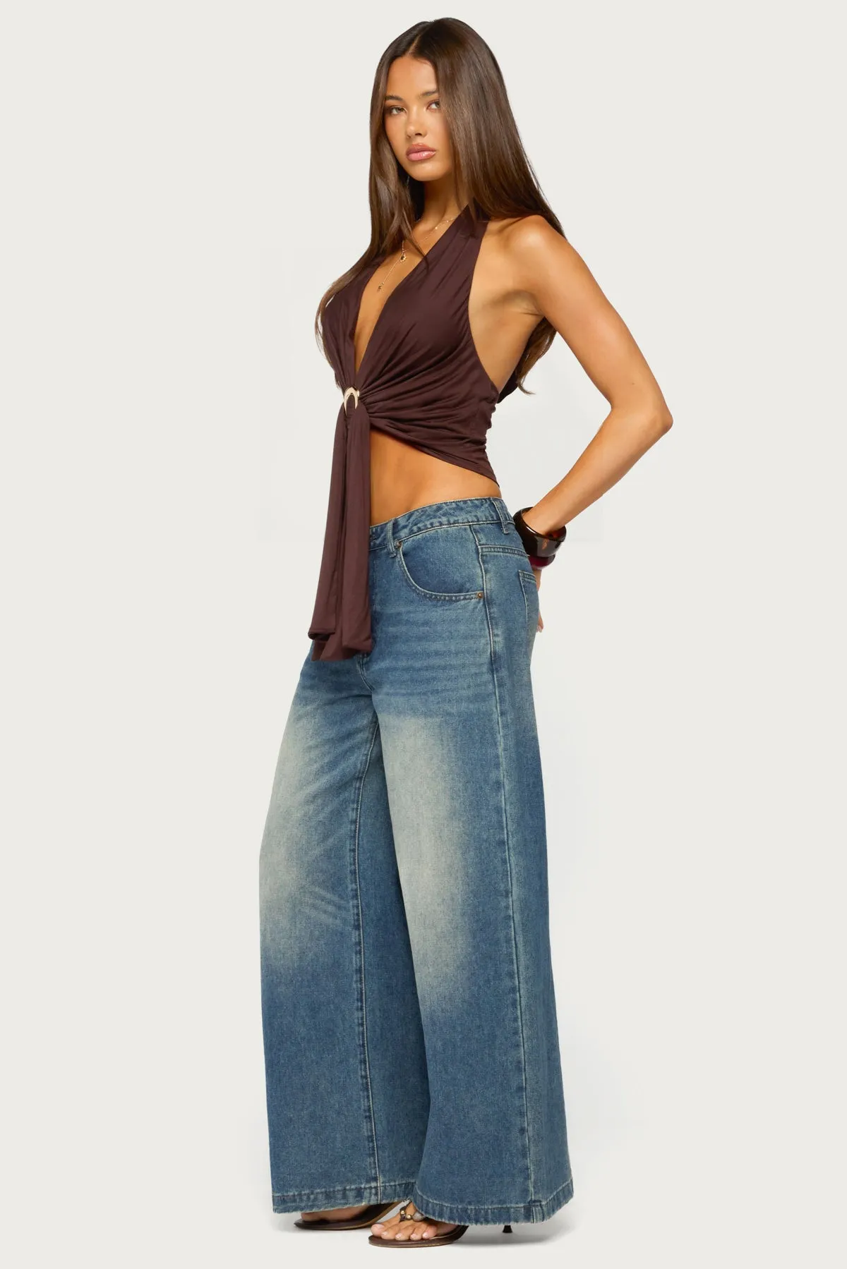 Dixi Buckle Draped Plunge Neck Top sold by Edikted product image thumbnail 5