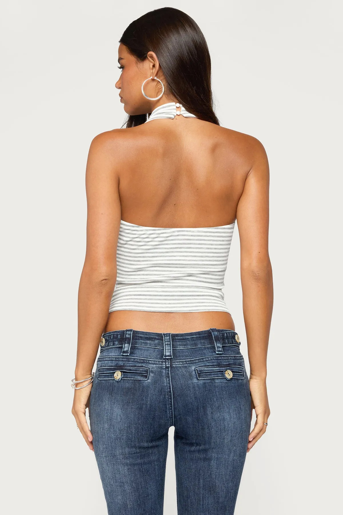 Loran Striped High Cowl Neck Top sold by Edikted product image thumbnail 4
