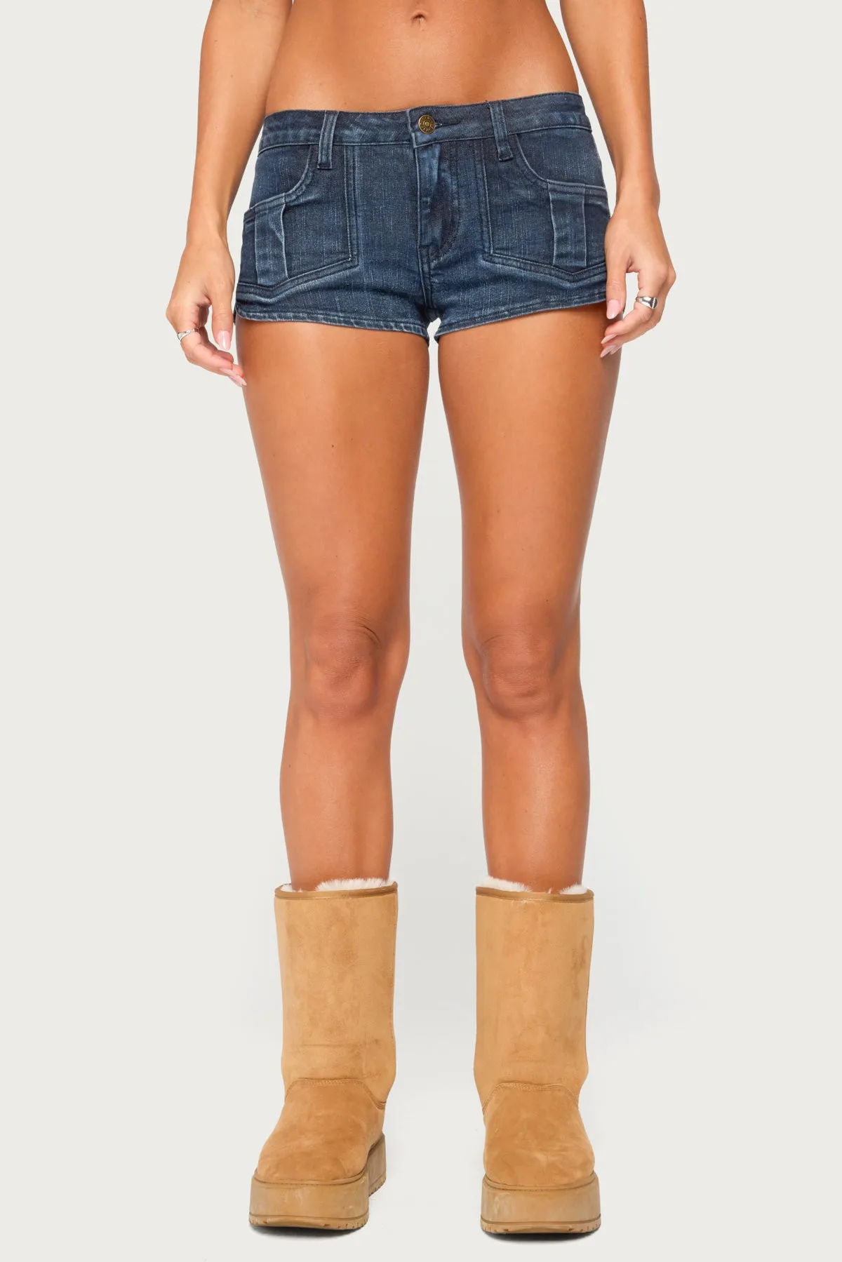 Janel Washed Denim Micro Shorts sold by Edikted product image thumbnail 2