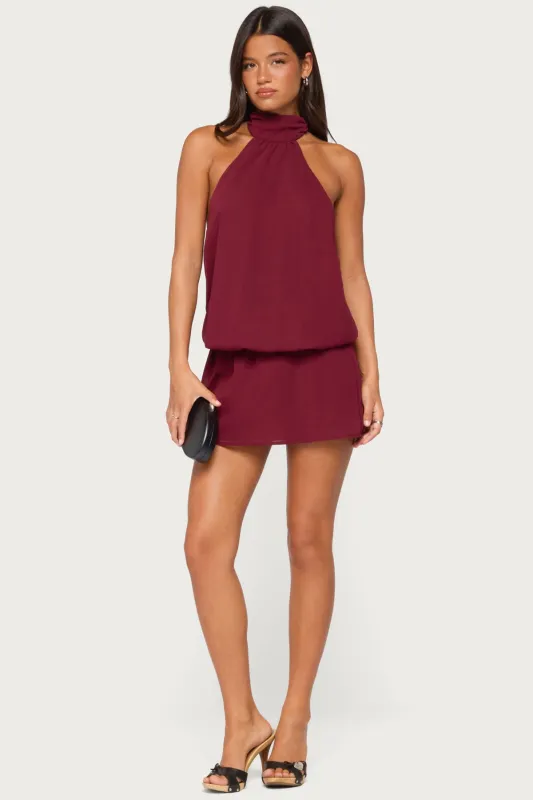 Laira Chiffon High Neck Mini Dress made by Edikted
