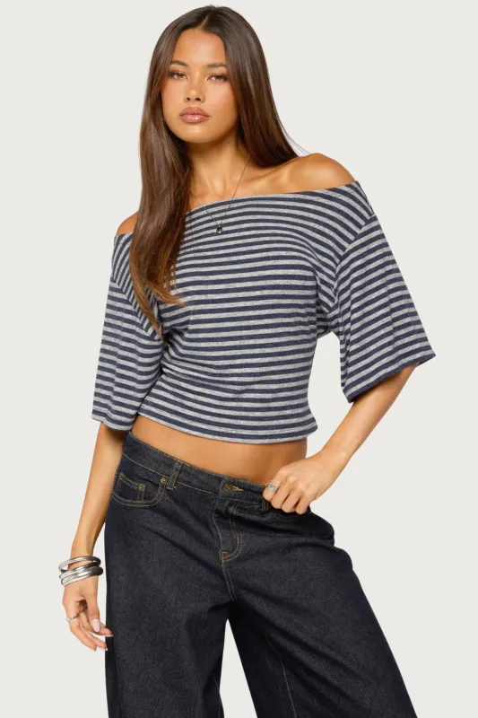 Jadan Striped Off Shoulder Top made by Edikted