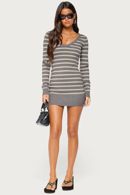 Kerla Striped Knit Long Sleeve Mini Dress made by Edikted