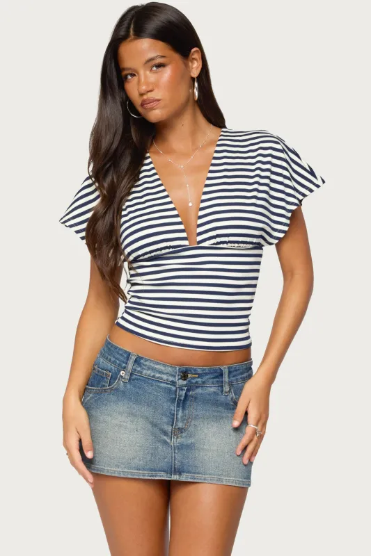 Chassidy Striped Flutter Top made by Edikted