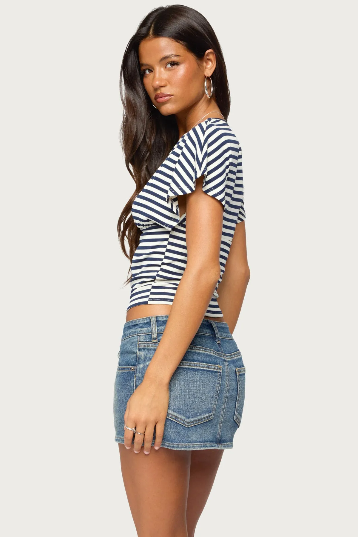 Chassidy Striped Flutter Top sold by Edikted product image thumbnail 4
