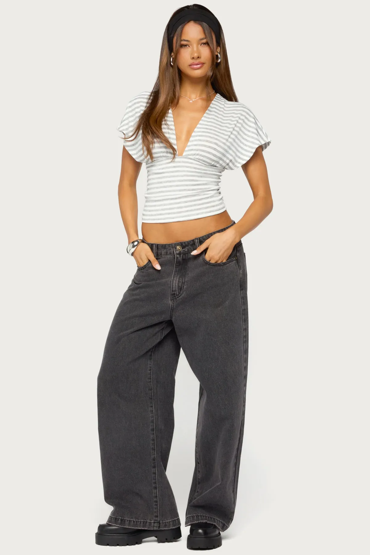 Chassidy Striped Flutter Top sold by Edikted product image thumbnail 5