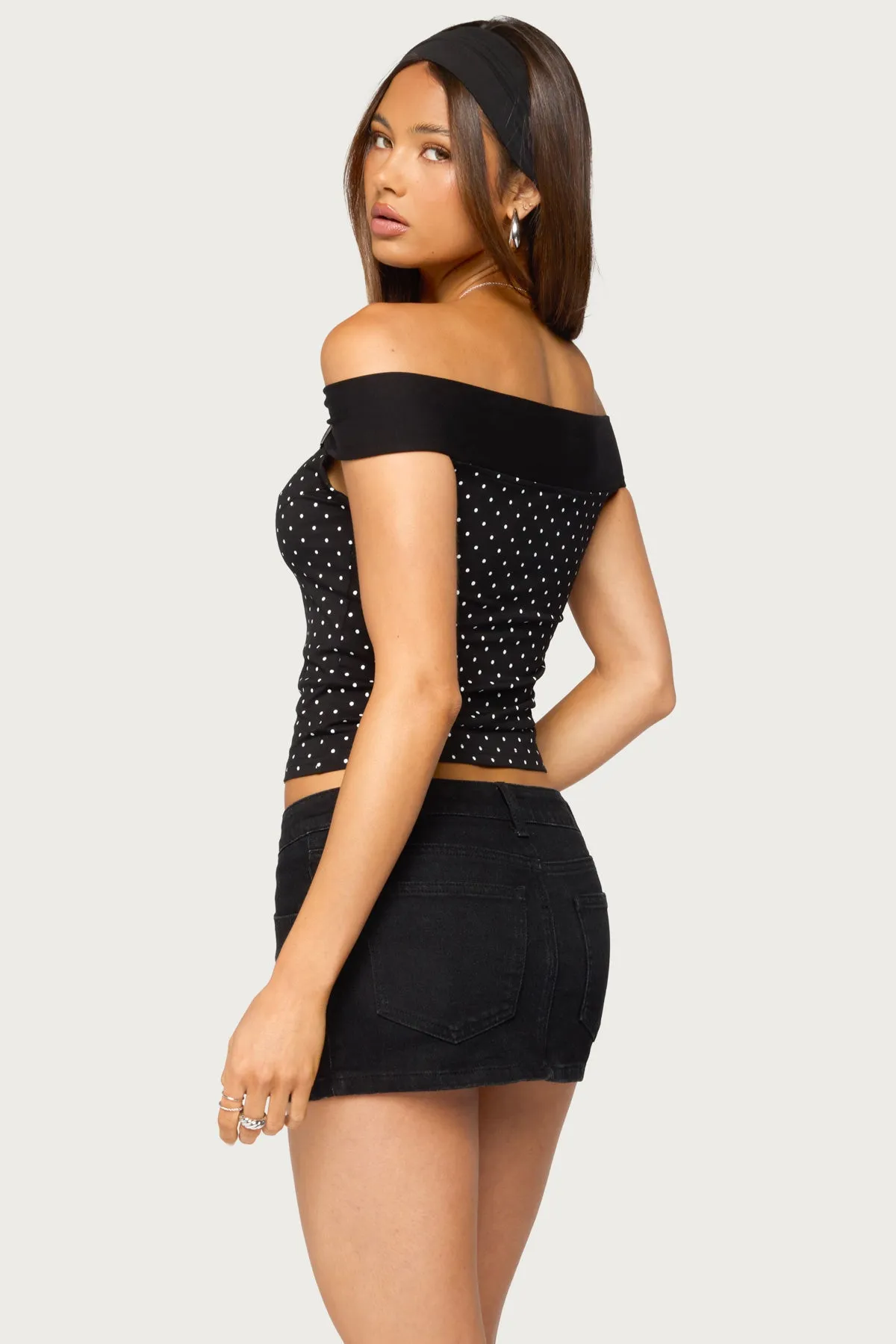 Eela Off Shoulder Polka Dot Top sold by Edikted product image thumbnail 4