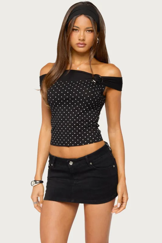 Eela Off Shoulder Polka Dot Top made by Edikted