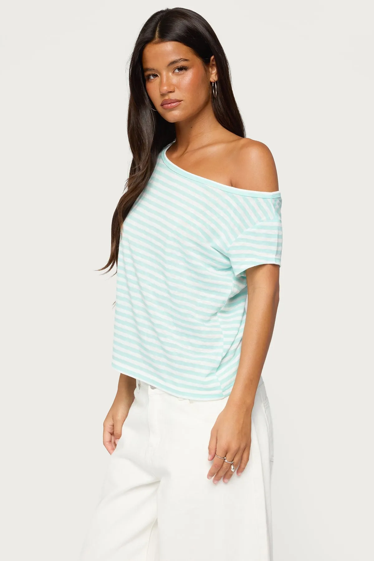 Chanelle Off Shoulder Striped Top sold by Edikted product image thumbnail 4