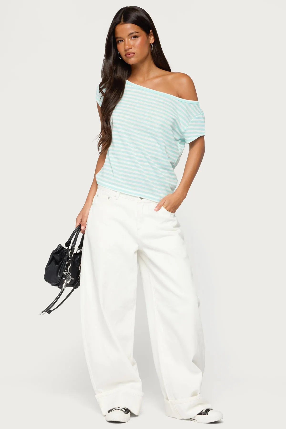 Chanelle Off Shoulder Striped Top sold by Edikted product image thumbnail 3