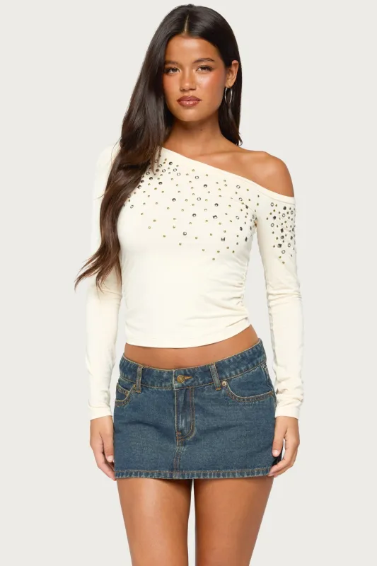 Hetty Studded Off Shoulder Top made by Edikted