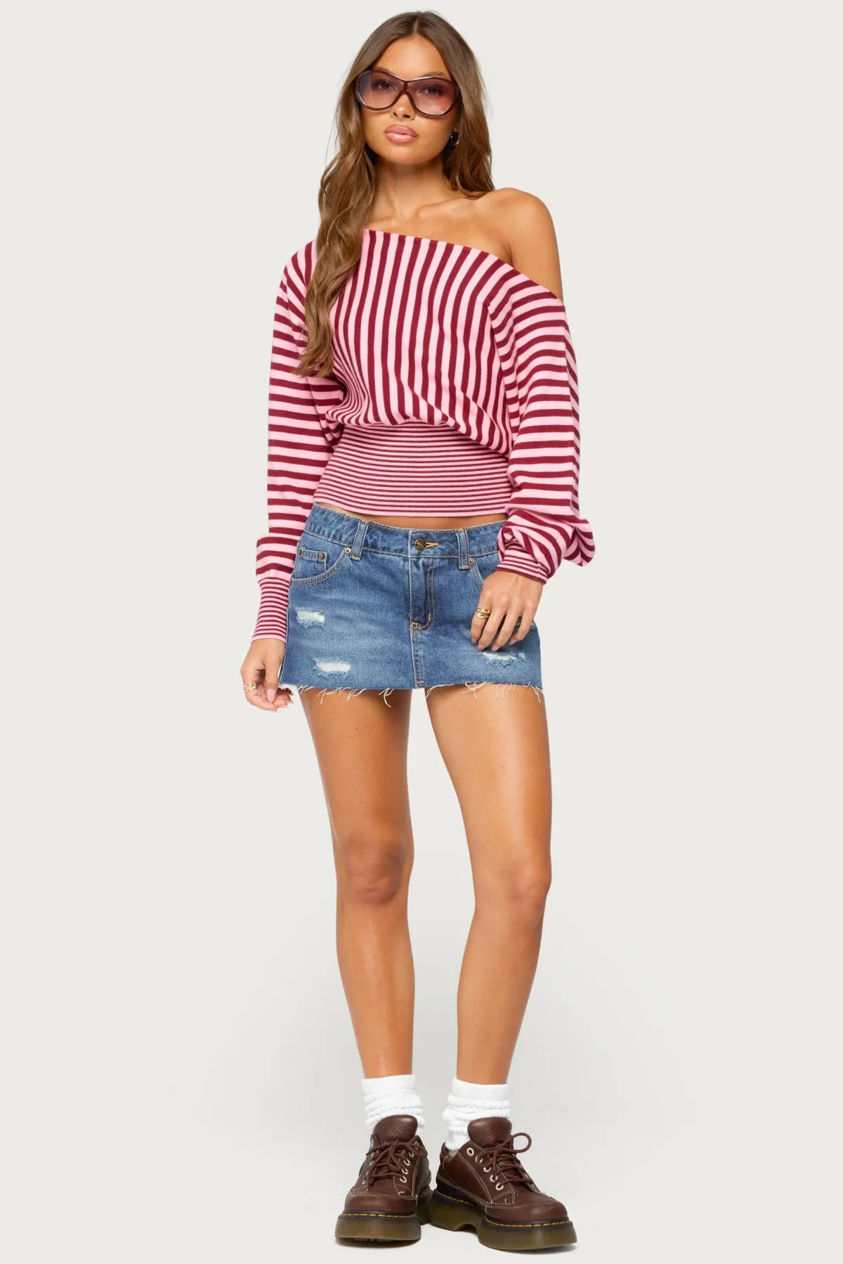 Brida Striped Off Shoulder Sweater sold by Edikted product image thumbnail 2