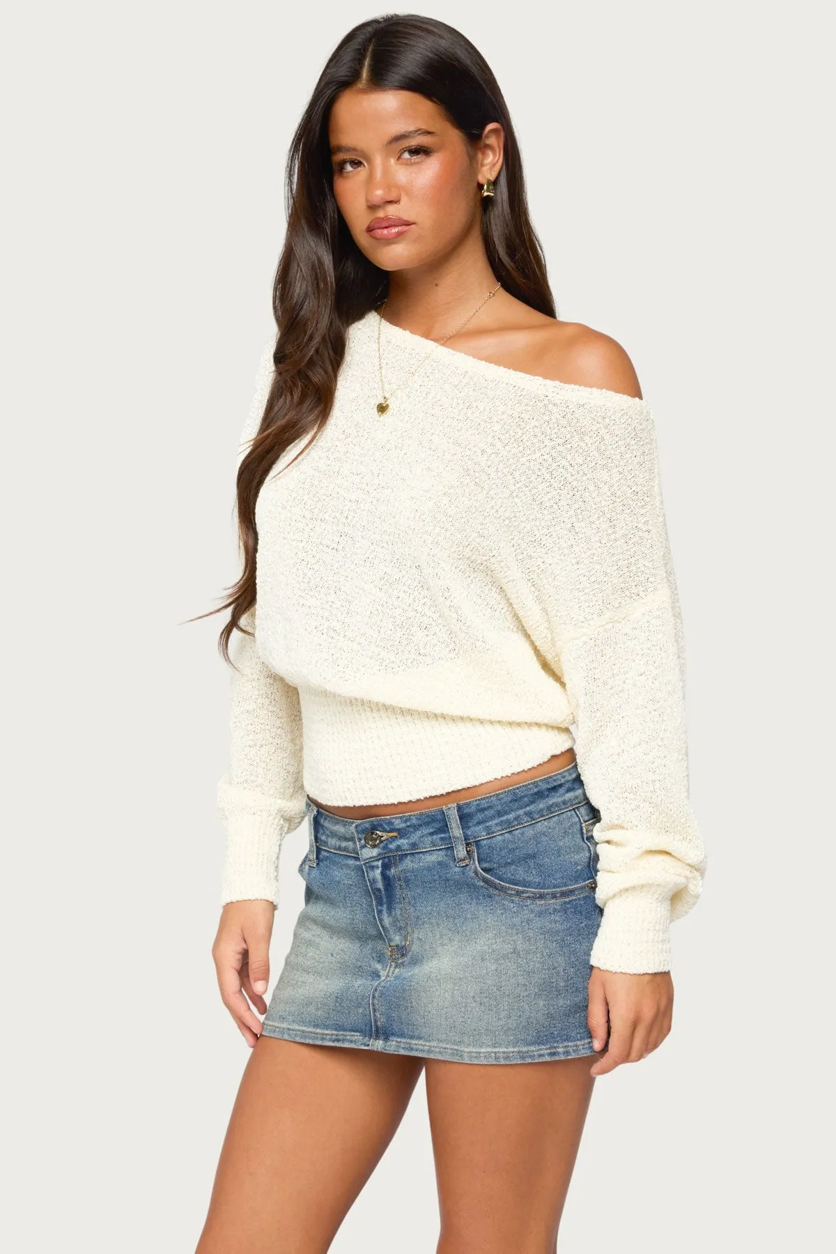 Parra Textured Knit Off Shoulder Sweater sold by Edikted product image thumbnail 3