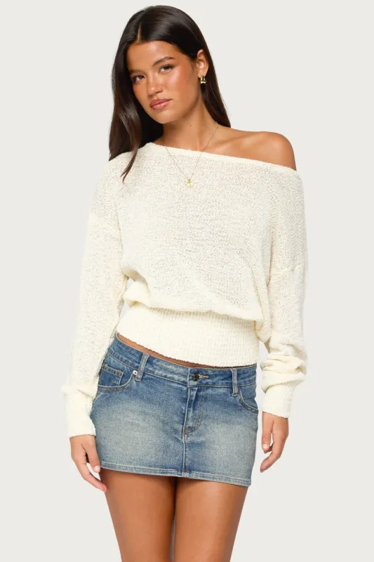 Parra Textured Knit Off Shoulder Sweater made by Edikted