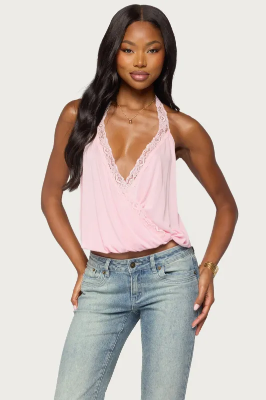 Eilen Lacey Wrap Halter Top made by Edikted