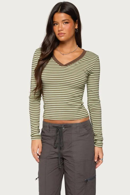 Yania Striped Long Sleeve Top made by Edikted