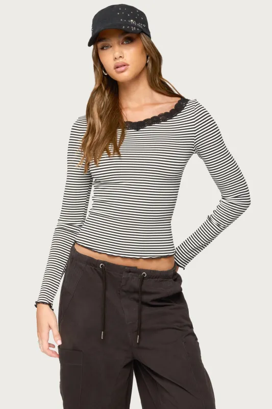 Jaela Lacey Striped Top made by Edikted