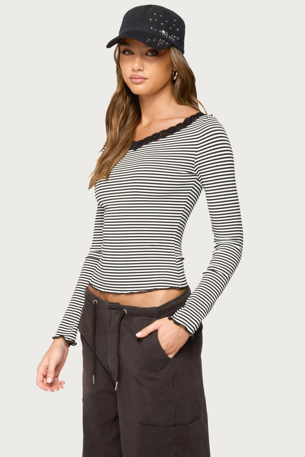 Jaela Lacey Striped Top sold by Edikted product image thumbnail 3