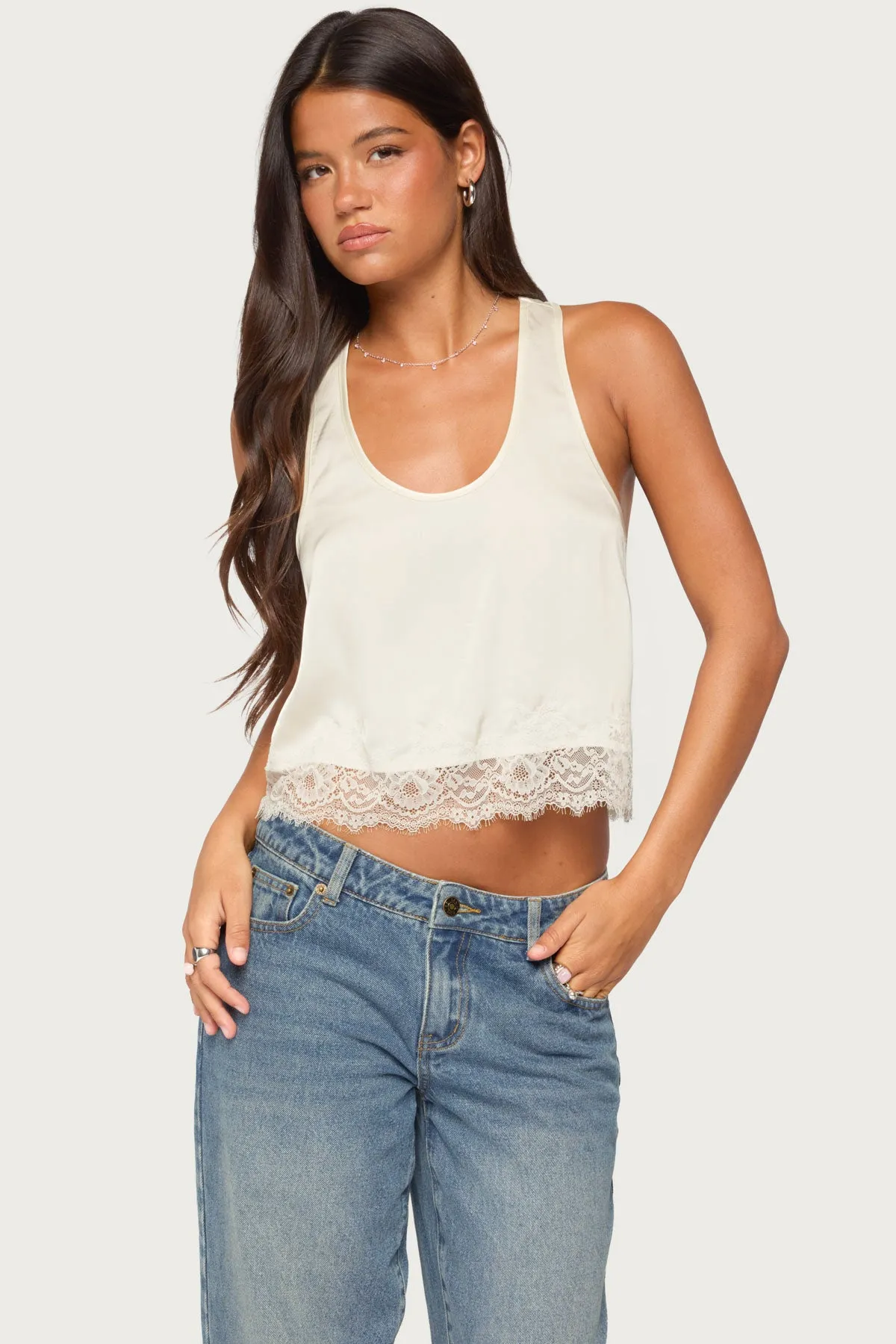 Onie Lacey Satin Effect Tank Top sold by Edikted