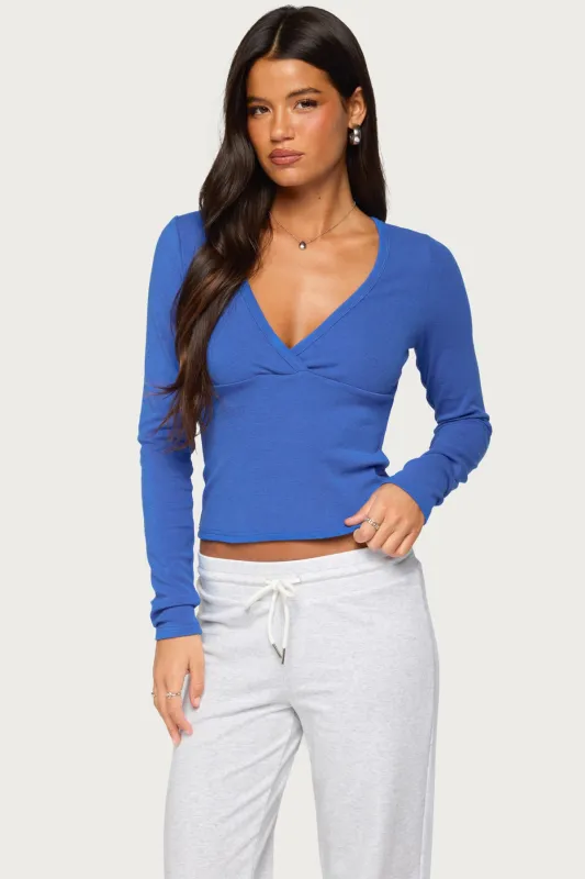 Doron V Neck Long Sleeve Top made by Edikted