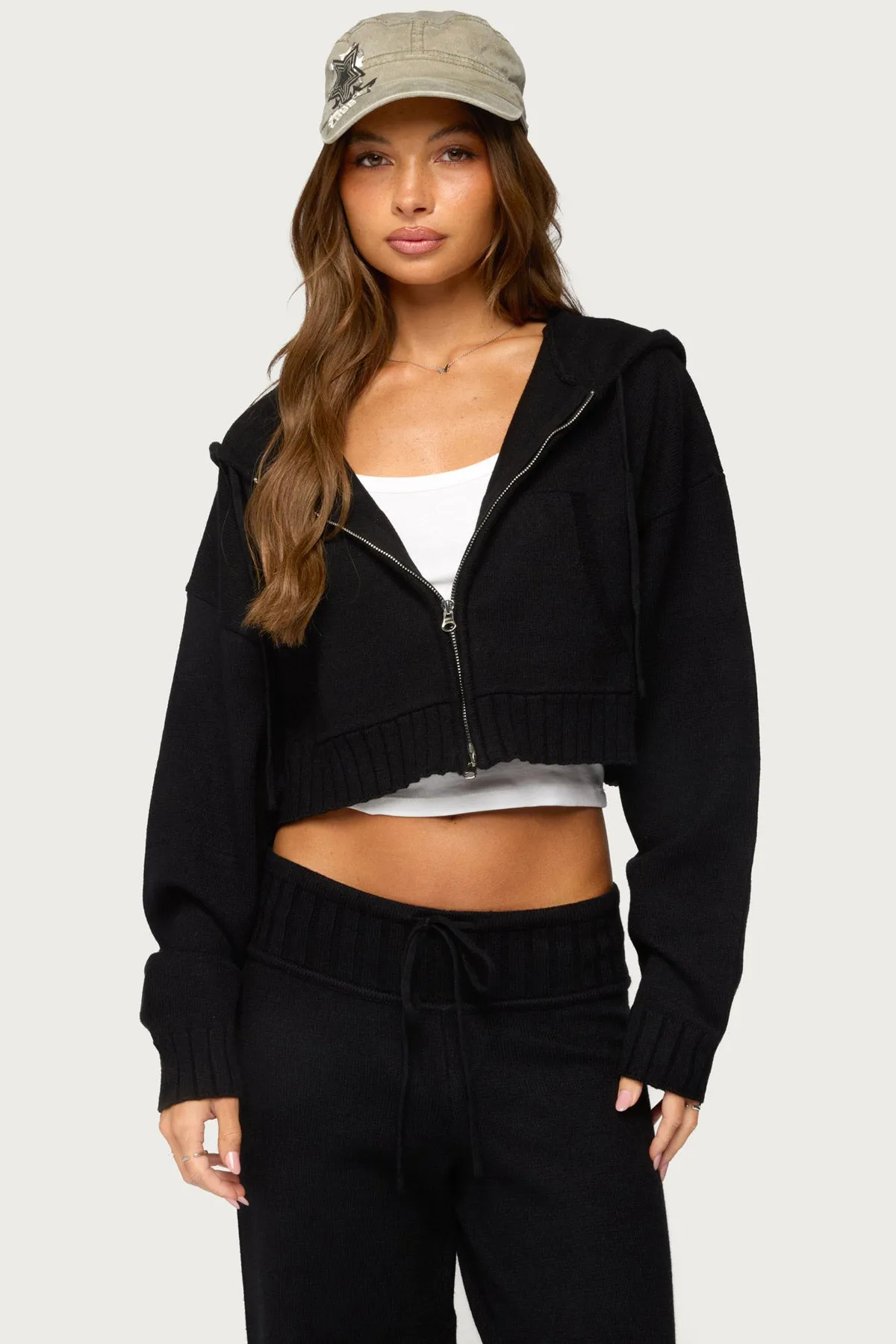 Russell Knit Hooded Cardigan sold by Edikted