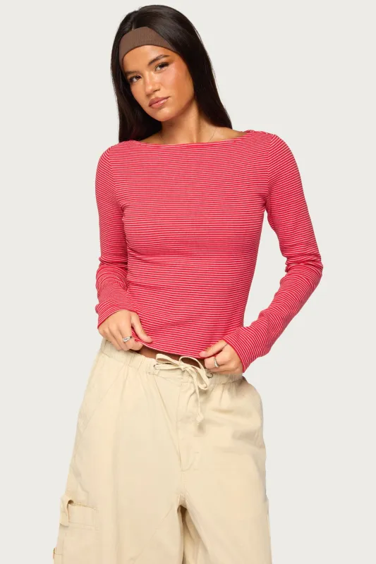 Loria Striped Boat Neck Top made by Edikted