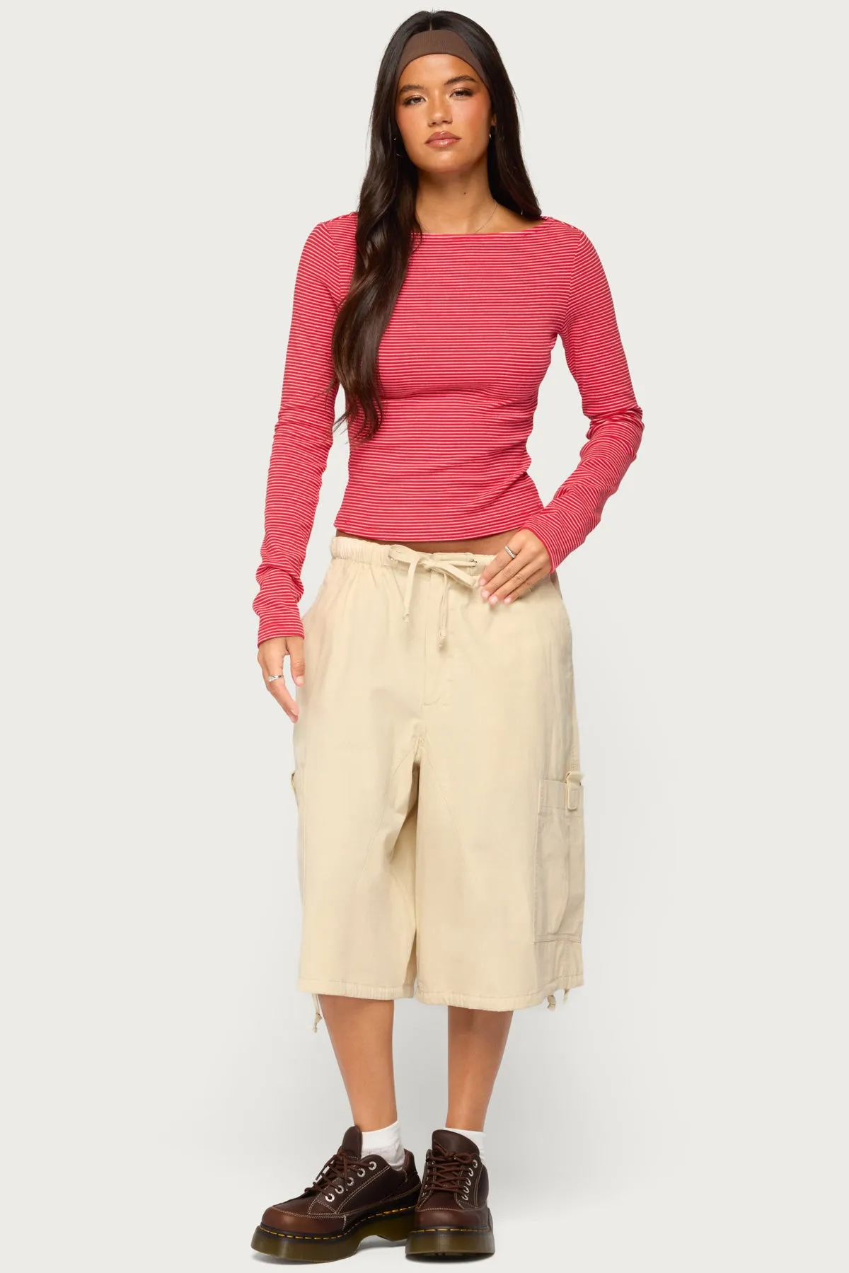 Loria Striped Boat Neck Top sold by Edikted product image thumbnail 5