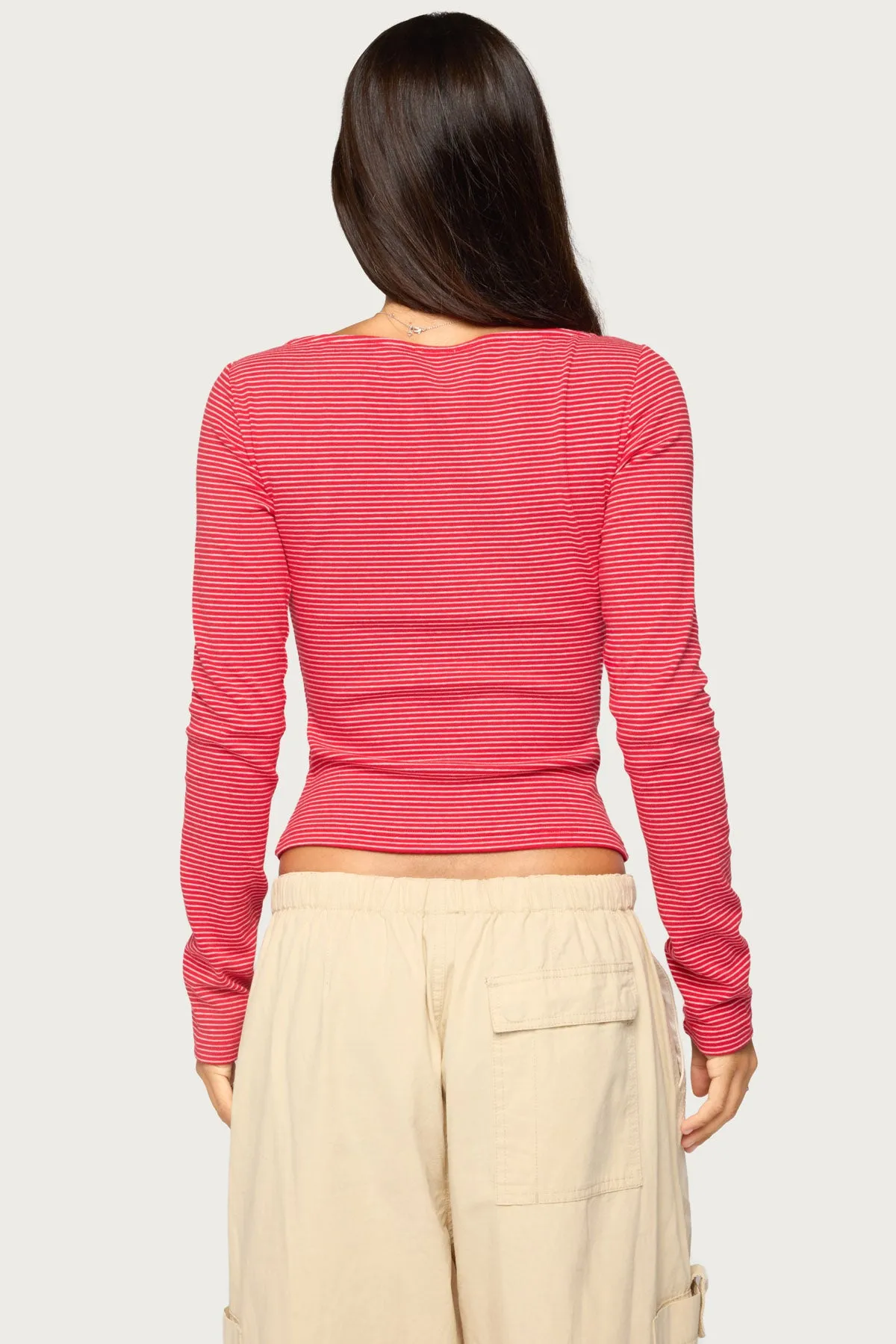 Loria Striped Boat Neck Top sold by Edikted product image thumbnail 4