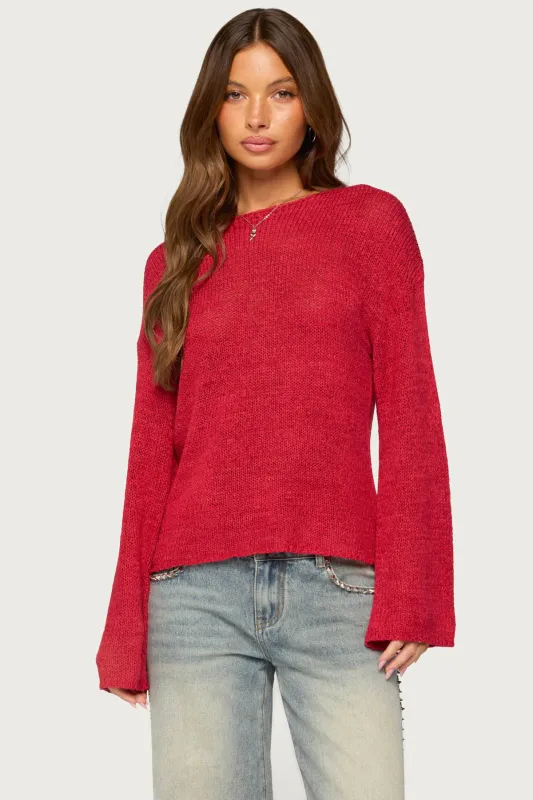 Drop Shoulder Light Knit Sweater made by Edikted