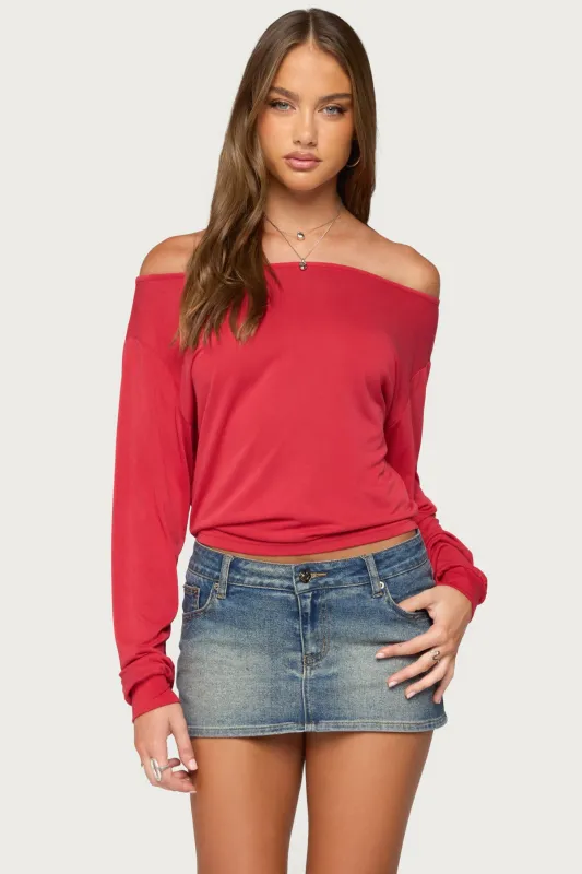 Nannie Off Shoulder Oversized Top made by Edikted