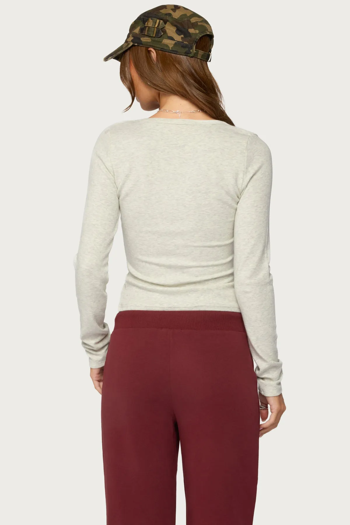 Doron V Neck Long Sleeve Top sold by Edikted product image thumbnail 4