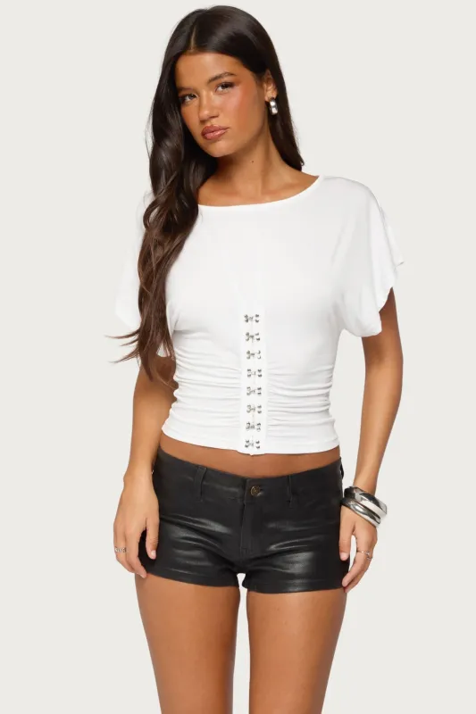 Fari Hook & Eye Ruched Top made by Edikted