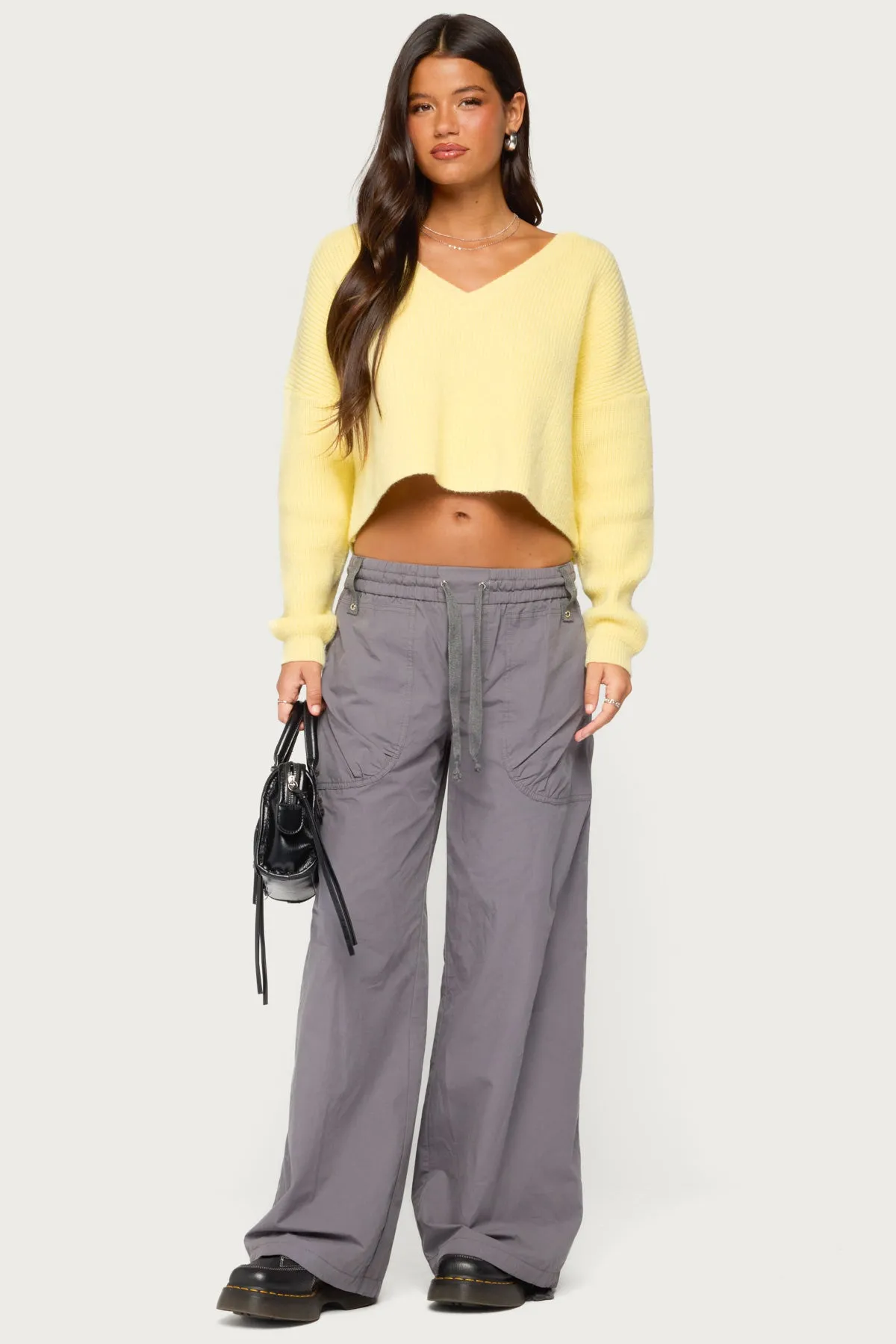 Aima V Neck Ribbed Knit Sweater sold by Edikted product image thumbnail 2