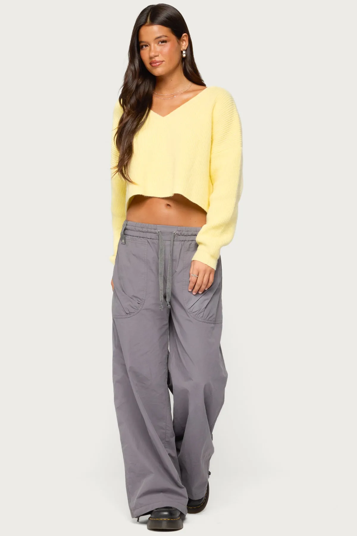 Aima V Neck Ribbed Knit Sweater sold by Edikted product image thumbnail 4