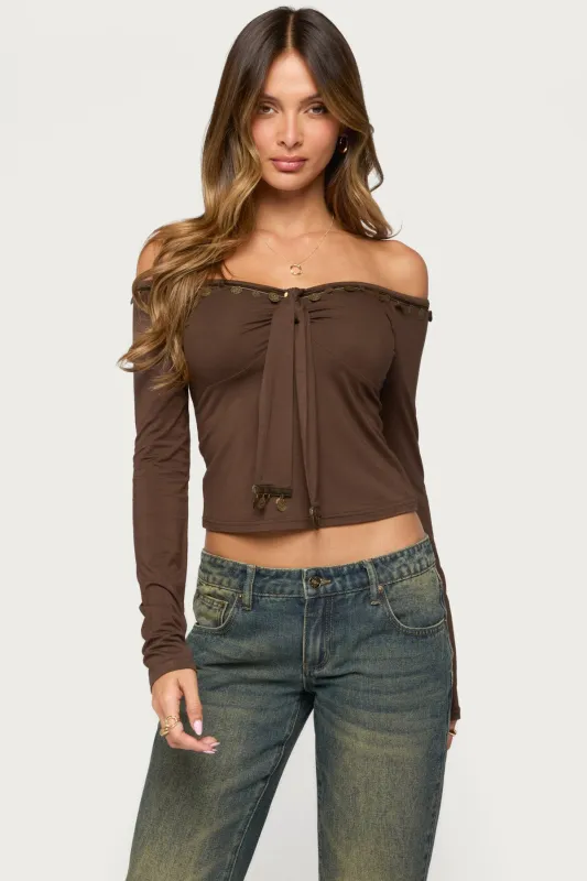 Aili Coin Charm Off Shoulder Top made by Edikted