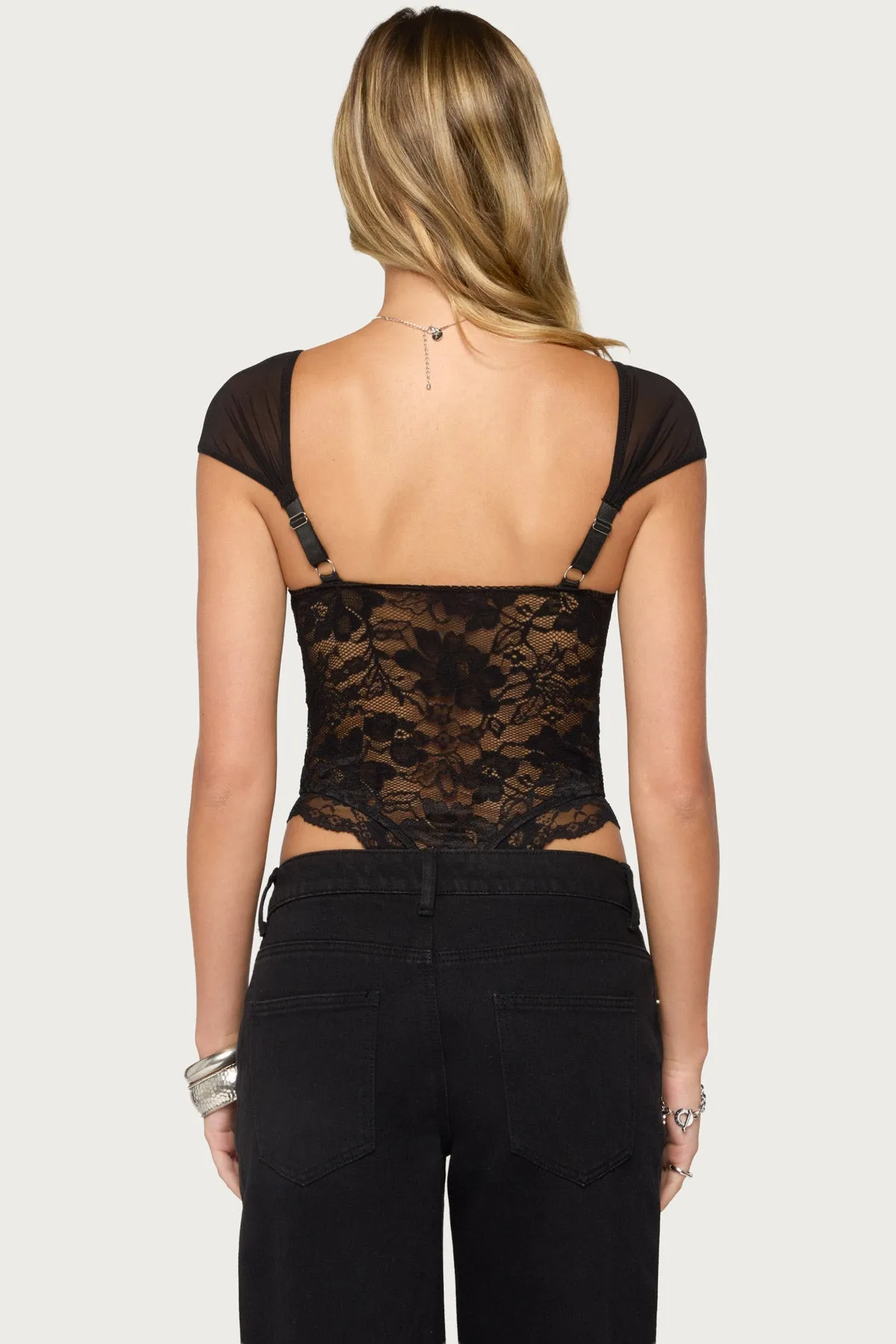 Gasha Lace Cupped Bodysuit sold by Edikted product image thumbnail 4